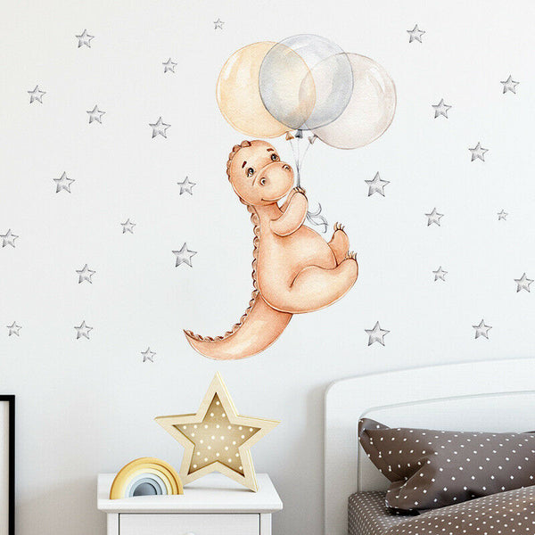 Wall Stickers: Dinosaur & Silver Stars Decal