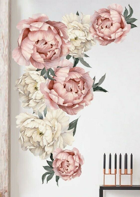 Wall Stickers: Pink Peony Flowers Decal