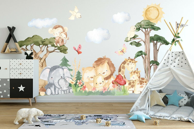 Wall Stickers: Baby African Animals Decal Small