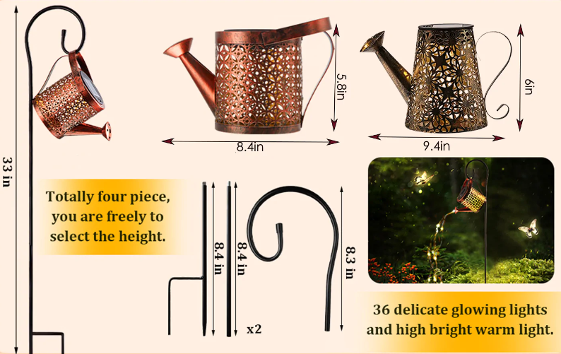 Solar Fairy Watering Can Light